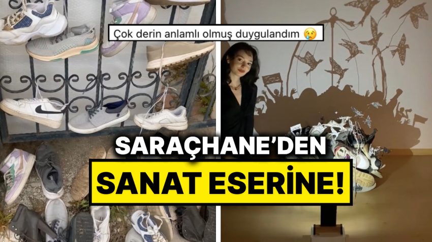 Bir Sanatçı Saraçhane’de Kaybolan Ayakkabılarla Cezaevindeki Gençleri Andığı Bir Çalışma Yaptı
