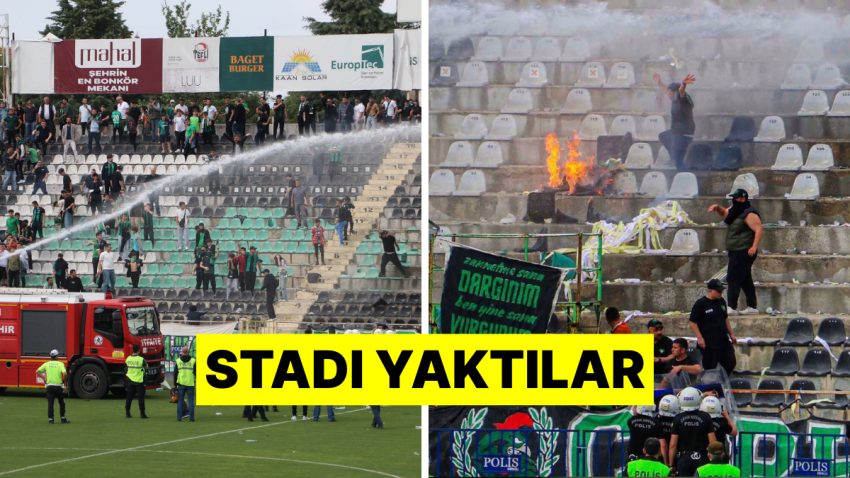 Denizlisporlu Taraftarlar Tribündeki Pankartları Ateşe Verdi