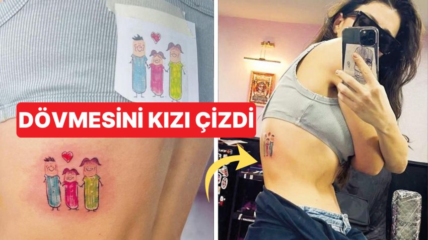 Eşref Düş’ün Irmak’ı Ceren Benderlioğlu Kızının Çizimini Bedenine Dövme Yaptırdı