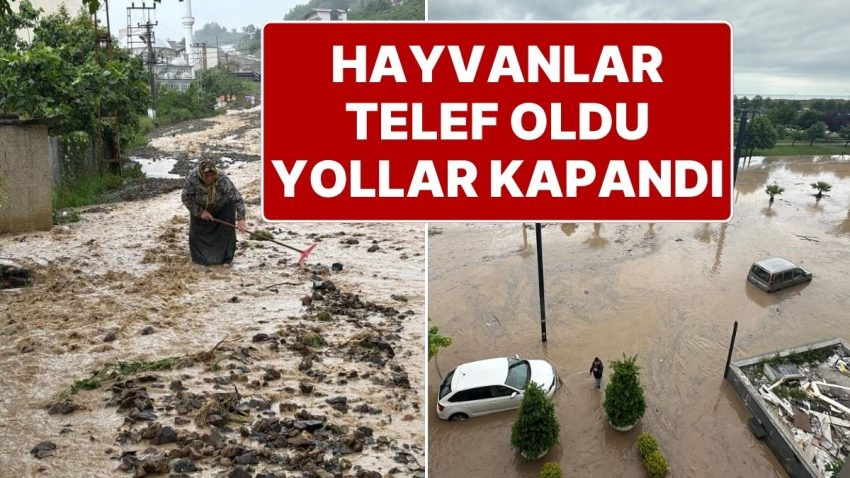 Trabzon’da Sağanak Yağmur Hayatı Felç Etti: Yollar Göle Döndü, Karadeniz Kıyı Yolu Kapandı
