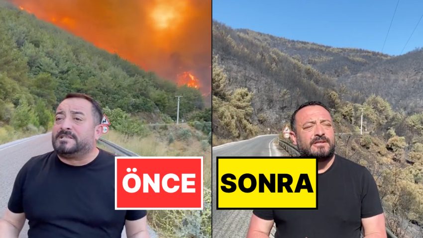 Yanan Ormanların Ortasından Yardım Feryadında Bulunan Belediye Başkanı Aynı Bölgenin Kül Olduğunu Paylaştı