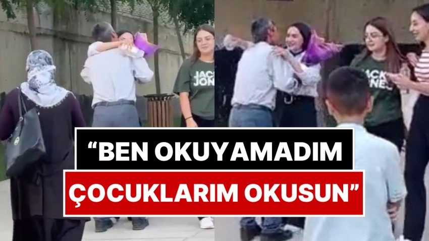 YKS’ye Giren Kızını Çiçekle Karşılayan Babanın Yürekleri Isıtan Öyküsü