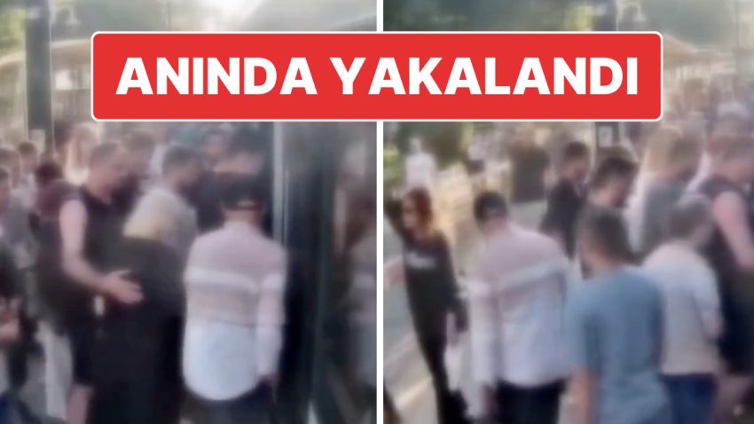 İstanbul’daki Hırsızlığa Suçüstü: Tramvaya Girerken Turistin Cüzdanını Çalan Kuşkulu Anında Yakalandı