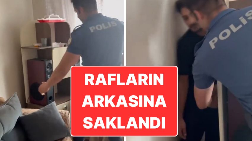 Operasyon Polis Kamerasında: 33 Yıl 4 Ay Mahpus Cezası Bulunan Kişi Meskendeki Rafın Gerisine Saklanmaya Çalıştı